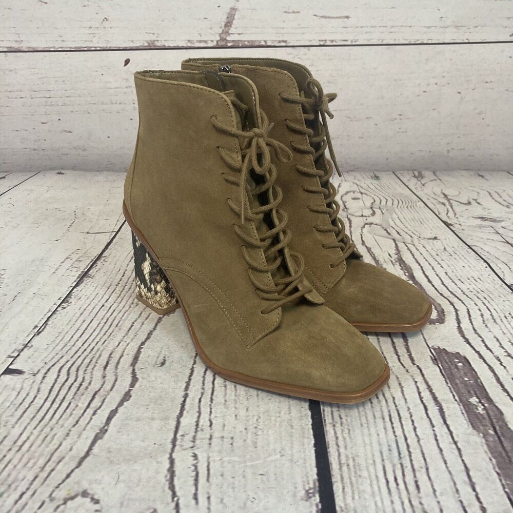 Vince Camuto Boots Womens 8M 38.5 Suede Lace-Up Dogwood Lace Up Chic